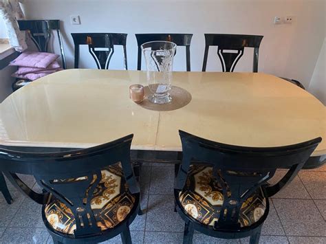 versace tisch und stühle ebay|Versace Esszimmer Tisch und Anrichte mit Spiegel .